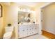Bathroom with double vanity and toilet at 3 Acornridge Ct, Durham, NC 27707