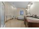 Elegant bathroom with soaking tub, double vanity, and shower at 413 Johnson Town Rd, Zebulon, NC 27597