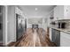 Open concept kitchen with stainless steel appliances and granite countertops at 420 W 10Th St, Siler City, NC 27344