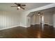 View of the room, with hardwood floors and ceiling fans at 601 Rose St, Rocky Mount, NC 27801