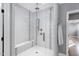 Spacious walk-in shower with glass enclosure and built-in seat at 2500 Shadow Hills Ct Ct, Raleigh, NC 27612