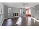 Bright living room with hardwood floors and fireplace at 514 New Kent Pl, Cary, NC 27511