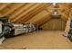 Unfinished attic space with exposed wooden beams and ductwork, offering potential for storage or additional living space at 811 Oxbow Crossing Rd, Chapel Hill, NC 27516