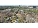 Aerial view of neighborhood with homes, trees, and downtown skyline in the distance at 3304 Cheswick Dr, Raleigh, NC 27609
