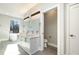Modern bathroom with double vanity, soaking tub, and separate shower at 4015 Southpoint Lndg Way, Durham, NC 27707