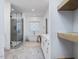 Elegant bathroom with soaking tub, walk-in shower, and modern vanity at 678 The Parks Dr, Pittsboro, NC 27312
