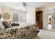 Spacious bedroom with built-in shelving and access to bathroom at 76527 Rice, Chapel Hill, NC 27517