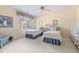 Sunlit bedroom featuring twin beds with blue accents, complemented by a large window and cozy decor at 76527 Rice, Chapel Hill, NC 27517