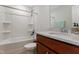 Clean bathroom with a bathtub and a modern vanity at 1040 Myers Point Dr, Morrisville, NC 27560