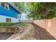Blue house with a fenced backyard and landscaping at 105 Cooke St, Raleigh, NC 27601