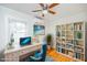 Home office with built-in shelving and hardwood floors at 105 Cooke St, Raleigh, NC 27601