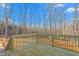 Wooden deck overlooking a wooded backyard at 1523 Alta Vista Ln, Graham, NC 27253