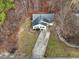 Aerial view of the property with a long driveway at 501 Pearson Dr, Durham, NC 27713