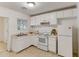 Simple kitchen with white cabinets, a stove, and a double sink at 830 E Lenoir St, Raleigh, NC 27601