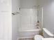 Clean bathroom with shower/tub combo and tile flooring at 1004 Cabin Hill Way, Garner, NC 27529