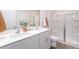 Modern bathroom with double vanity and shower at 14 Virgo Dr, Angier, NC 27501