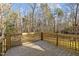 Wooden deck overlooking wooded backyard at 341 Harts Creek Dr Dr, Pittsboro, NC 27312