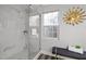 Clean and bright shower with marble tile and glass enclosure at 341 Harts Creek Dr Dr, Pittsboro, NC 27312
