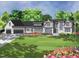 Rendering of a charming home with lush landscaping, a vibrant flower bed, and a spacious three car garage at 7013 Buckhead Dr, Raleigh, NC 27615