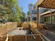 Backyard space under construction shows pool area being framed with wood and steel at 7013 Buckhead Dr, Raleigh, NC 27615
