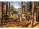 Brick house with large windows, nestled among tall trees, offering a serene and private setting at 1210 Huntsman Dr, Durham, NC 27713