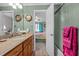 Clean bathroom with granite countertop and a tub shower combo at 4139 Somerset Dr, Oxford, NC 27565