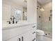 Modern bathroom with white vanity and glass shower at 649 Mcadams Rd, Hillsborough, NC 27278