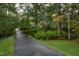 Long driveway leading to a house through lush landscaping at 715 Powell Dr, Raleigh, NC 27606