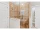 Large walk-in shower with tile surround and built-in seat at 715 Powell Dr, Raleigh, NC 27606