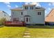 Two-story home exterior featuring a wooden deck, well-maintained lawn, and lush greenery at 8005 Sundance Cir, Durham, NC 27713