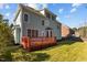 Two-story home exterior featuring a wooden deck, well-maintained lawn, and lush greenery at 8005 Sundance Cir, Durham, NC 27713