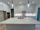 Modern kitchen with white cabinets, stainless appliances and island pendant lights at 1031 Coldspring Circle, Durham, NC 27705