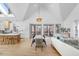 Open concept kitchen and living area with vaulted ceiling at 113 Laurston Ct, Durham, NC 27712