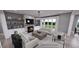 Living room with a fireplace and built-in shelving, open to the kitchen area at 2417 Bivins Rd, Durham, NC 27712