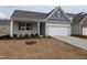 Charming one-story home with a two-car garage, covered entryway, and manicured landscaping at 46 Steppe Way, Garner, NC 27529