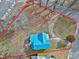 House with teal roof and large yard, highlighted lot at 110 Summit Ave, Raleigh, NC 27603
