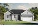 One-story home with gray siding, two-car garage, and landscaping at 116 Mohave Dr, Louisburg, NC 27549