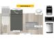 Kitchen design board featuring cabinets, lighting, backsplash, and appliances at 136 Parker Ln, Mebane, NC 27302