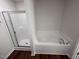 Clean bathroom with shower and garden tub at 241 Magnolia Run Way, Benson, NC 27504