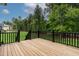 Image of new wooden deck overlooking backyard with lush green grass and trees at 3913 Cedar Knolls # 7, Youngsville, NC 27596
