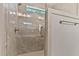 Modern tiled shower with glass door, grab bar, window and adjustable shower head at 3923 Cedar Knolls Dr # 12, Youngsville, NC 27596