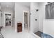 Clean bathroom with a shower, toilet, and small vanity at 1006 W Broad St, Dunn, NC 28334