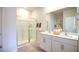 Modern bathroom with double vanity and walk-in shower at 1133 Middlecrest Dr, Rocky Mount, NC 27804