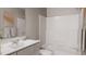 Bathroom with bathtub, toilet and single vanity at 1279 Willow Tree Way, Graham, NC 27253