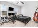 Bedroom with a double bed, home office setup, and upright bass at 142 Jade St, Smithfield, NC 27577