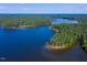 Drone view of a lake surrounded by trees at 265 Verde Rd, Apex, NC 27523