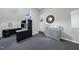Bedroom with a ceiling fan, sloped ceiling, closet, gray desk and streamlined furniture at 265 Verde Rd, Apex, NC 27523