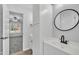 Bathroom with white vanity and black matte faucet at 3901 La Varra Dr, Clayton, NC 27520