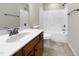 Clean bathroom featuring a tub, toilet and vanity with sink at 520 Matheson Pl, Cary, NC 27511