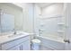 Clean bathroom with white vanity, bathtub, and shower at 1108 Middlecrest Dr, Rocky Mount, NC 27804